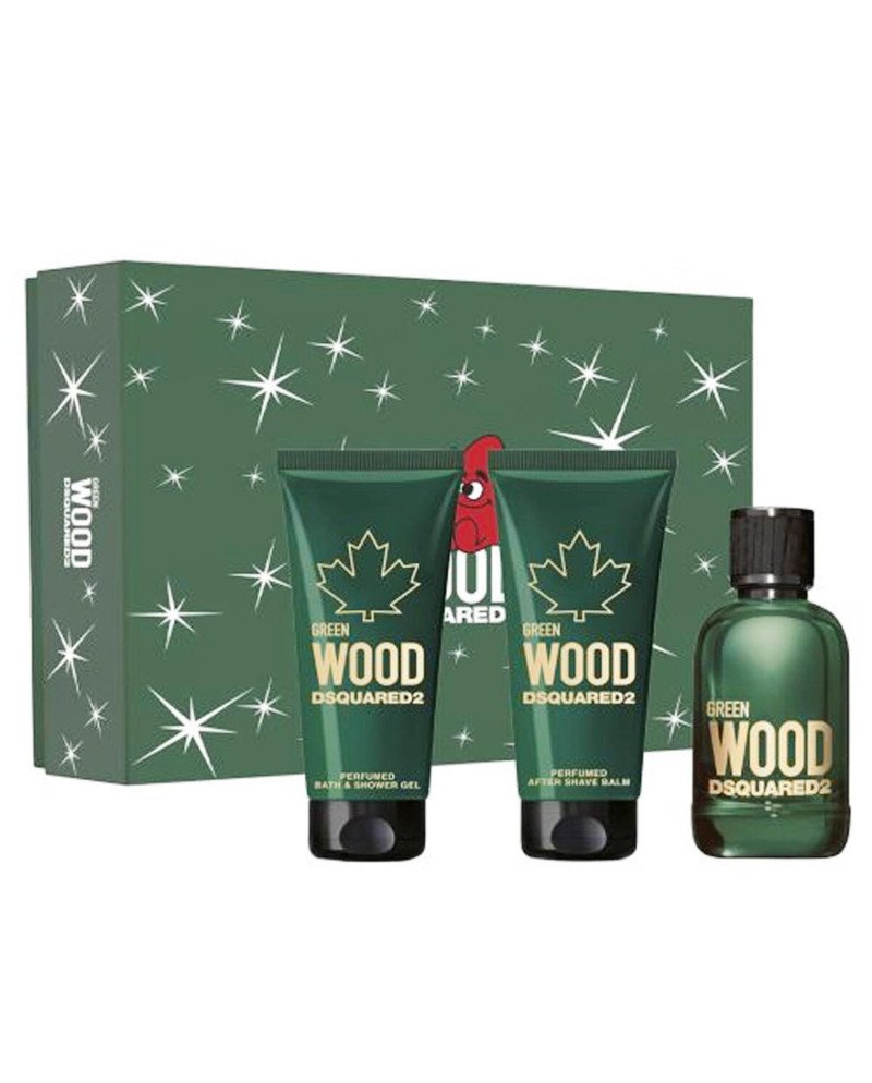 Dsquared Green Wood Eau De Toilette 100Ml + Balsamo After Shave 75Ml + Gel De Baño Perfumado 75Ml