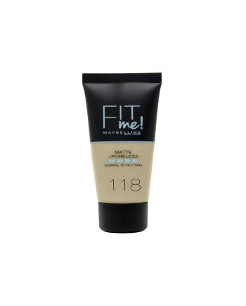 Maybelline Fit Me Mate y Afinaporos Base De Maquillaje Tono 118 Nude C