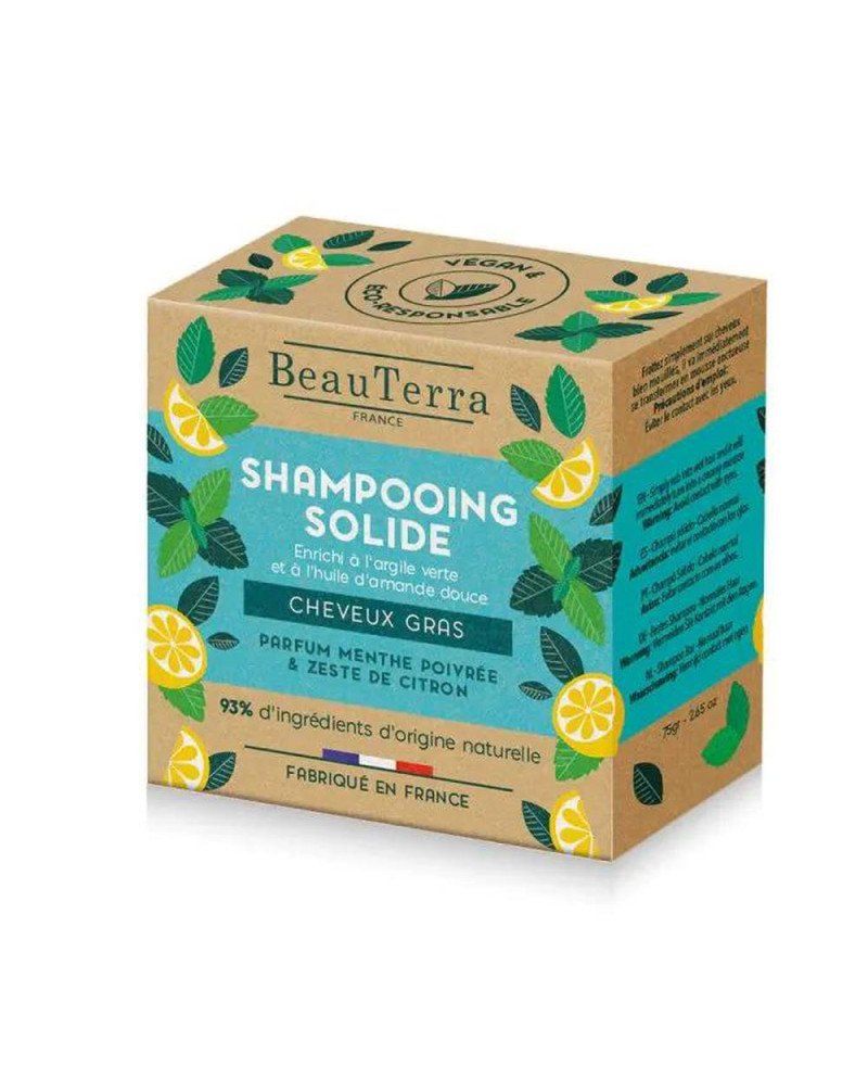 Beauterra Solide Champú De Menta y Cáscara De Limón 75g