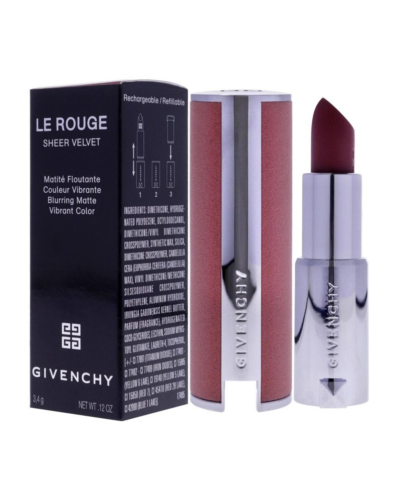 Givenchy Le Rouge Sheer Velvet Vibrant Color Barra De Labios N16 Nude Boise Recargable 1Un