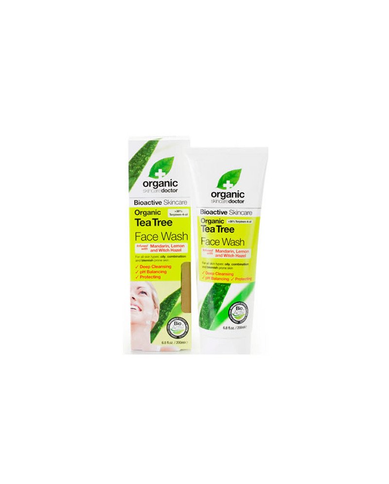 Dr Organic Tea Tree Gel Limpiador Facial 200ml
