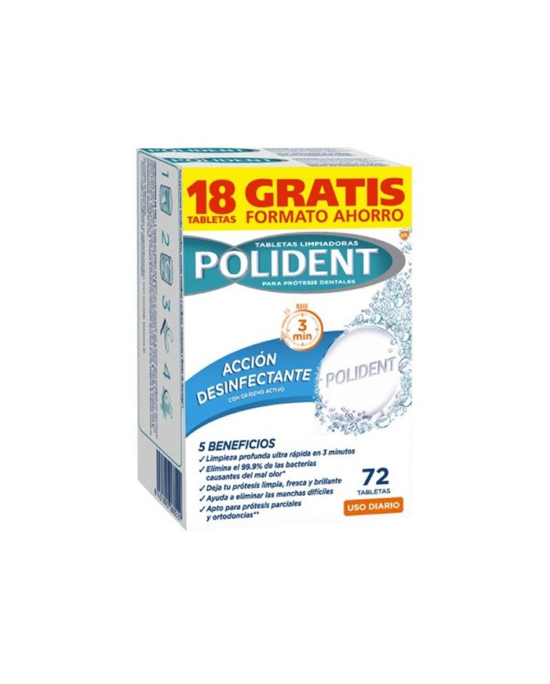 Polident Tabletas Limpiadoras 72 Unidades