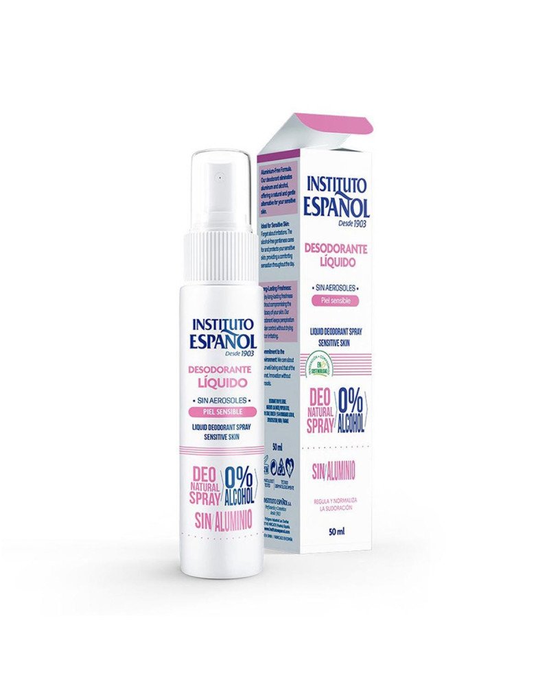 Instituto Español Sin Alcohol Spray Desodorante Liquido Sin Aluminio Piel Sensible 50Ml Vaporizador