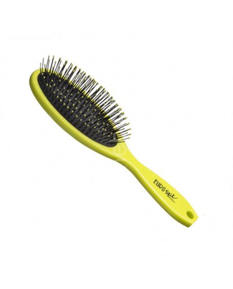 Eurostil Oval Cepillo Mediano Verde Fluor 1Un