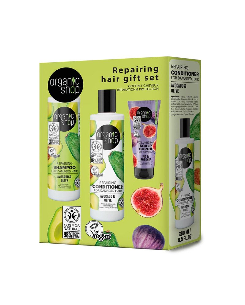 Organic Shop Aguacate Champu 280Ml + Aguacate Acondicionador 280Ml + Higo Exfoliante Corporal 75Ml