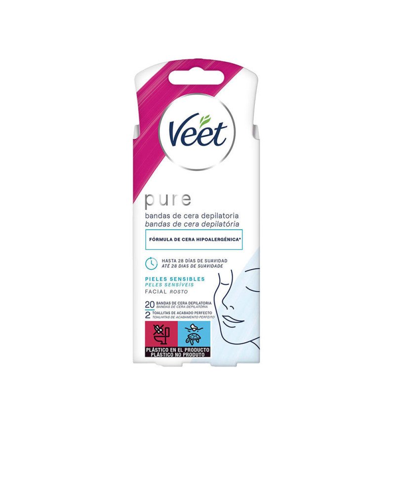 BANDAS DE CERA PURE facial piel sensible 20 u