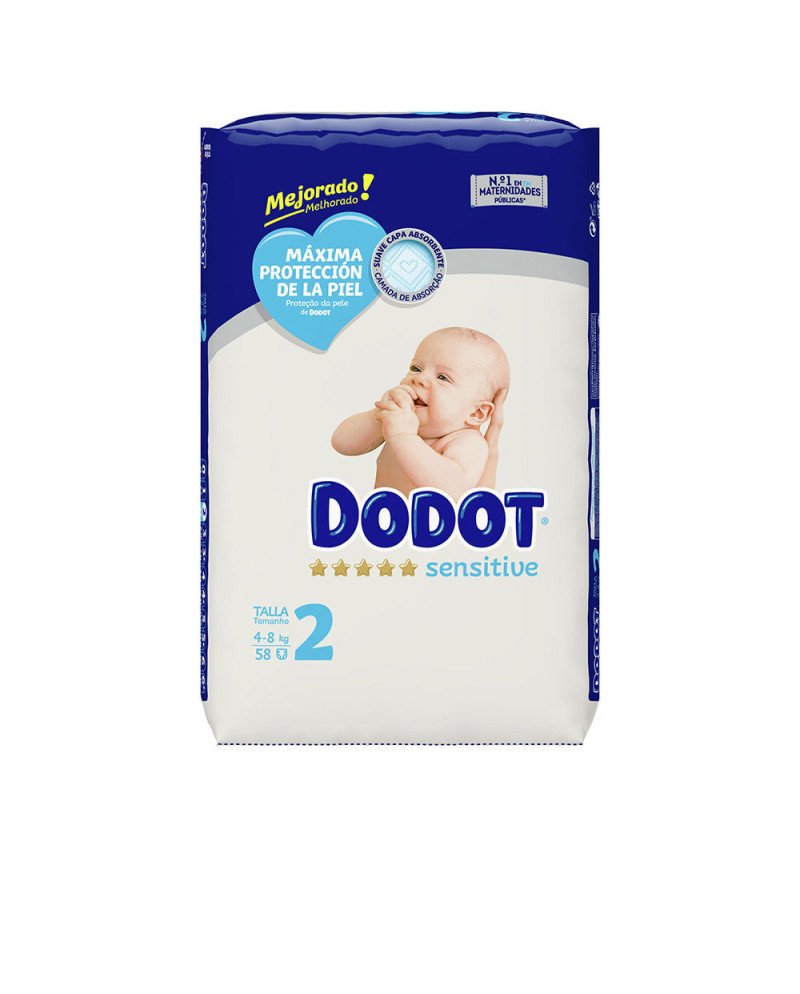 DODOT SENSITIVE RN talla 2 pañales 4-8 kg 58 u