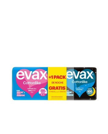 EVAX COTTONLIKE compresas pack normal alas día 32 u +  noche alas 11 u