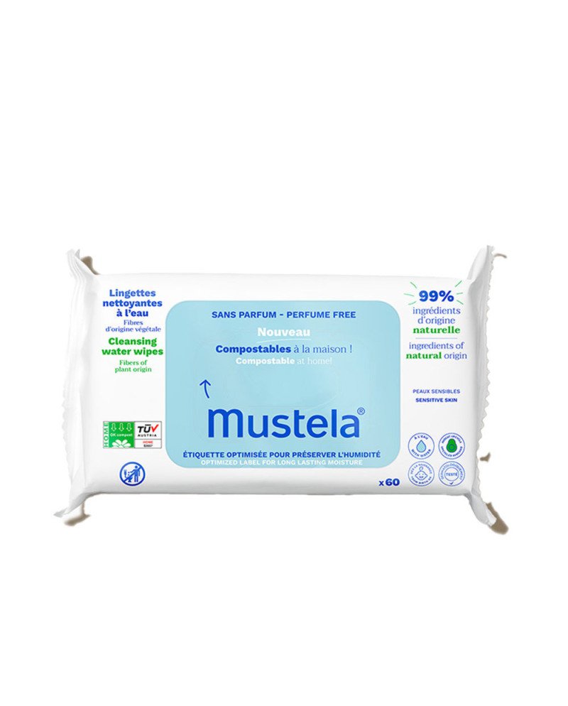 BEBÉ-NIÑO toallitas al agua sin perfume compostables en casa 60 u