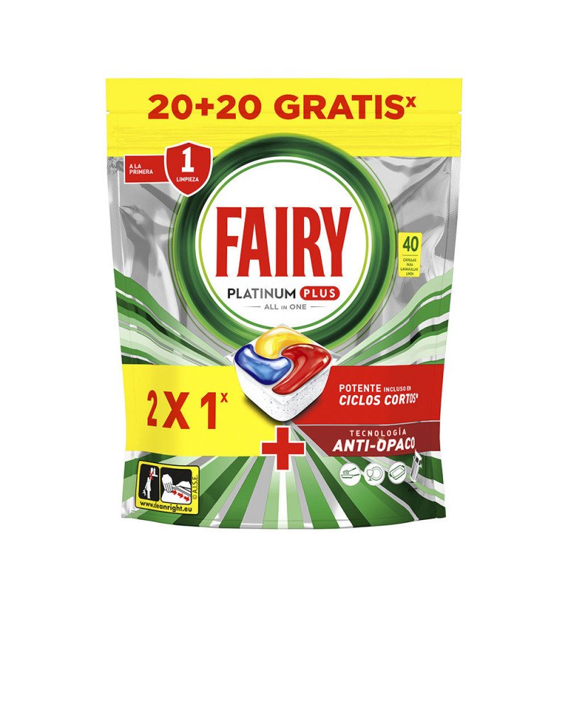 FAIRY PLATINUM PLUS LIMÓN lavavajillas 40 cápsulas