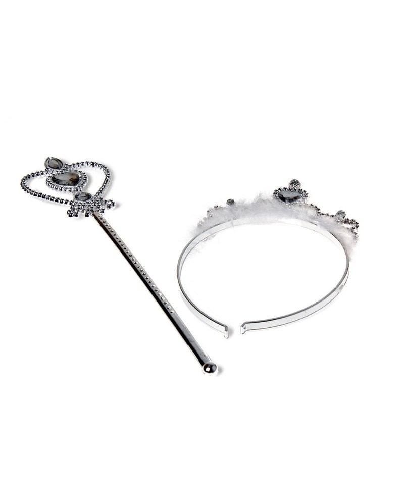 CORONA Y VARITA PLATEADA lote 2 pz