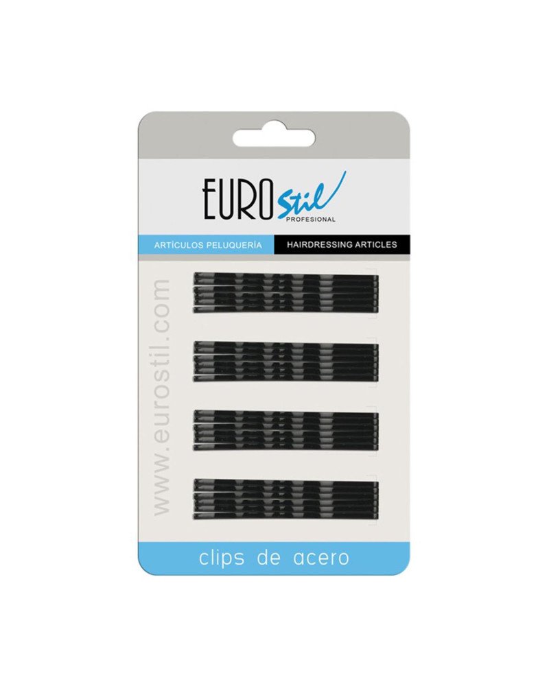 Eurostil Ondulados Clips Acero Negro Negro 70Mm Pack 1Un