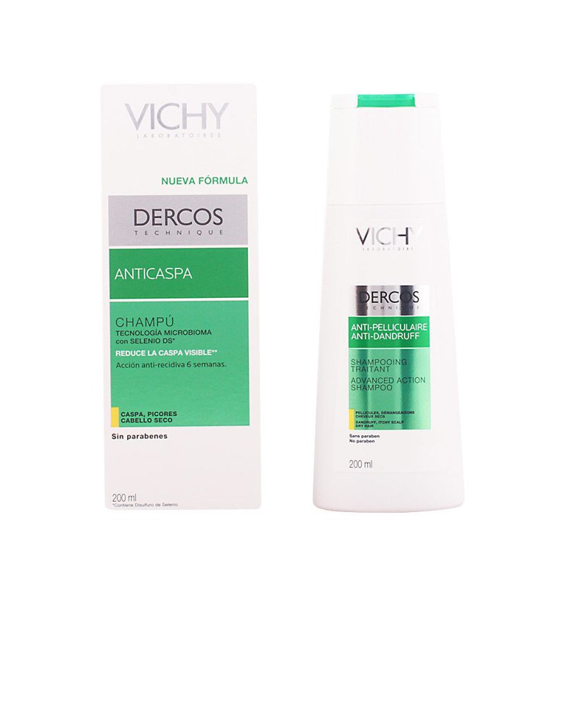 DERCOS TECHNIQUE champú anticaspa cabellos seco elimina la caspa y reduce los picores 200 ml