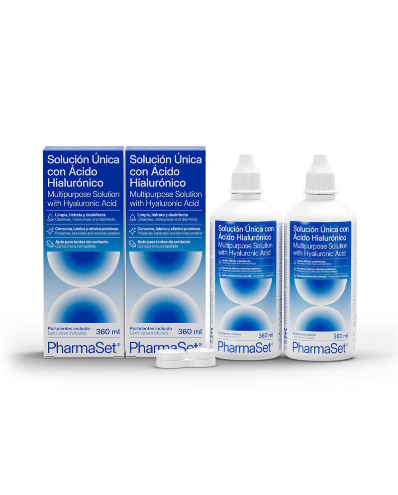 PHARMASET solución única con ácido hialurónico para lentes de contactos blandas 2 x 360 ml