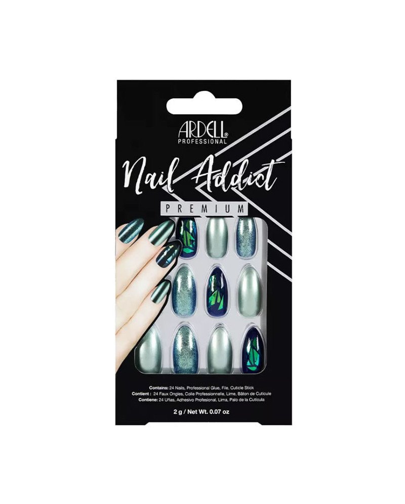 Ardell Nail Addict Green Glitter Chrome Uñas Postizas